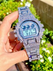 18K Gold IPS Plated LED Digital Hip Hop Bling Ice out Mens Watch Iced Cz Diamond