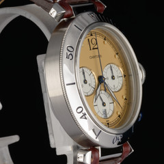 Serviced Cartier Pasha Chronograph 4030 Brown Dial 38mm Quartz Watch + Box