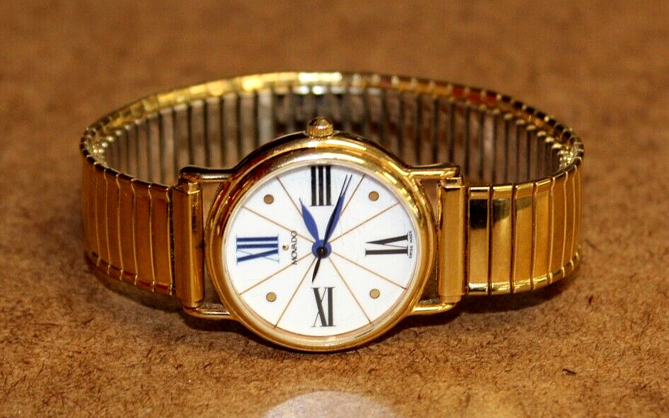 Movado ESQ Gold Plated Women’s Quartz Watch w/ Rare White Numeric Dial [033WEI]