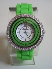 Women’s Fashion Orange Red Yellow Pink Green White Silicone Band Stone Watch