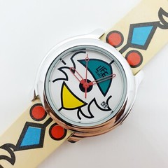 Blue Red Yellow Adec by Citizen Quartz Watch with Date Window from the 90s