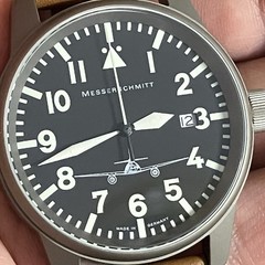 Mens Germany Pilot Titanium Messerschmit Watch Black Dial 41mm