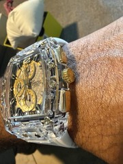 Invicta S1 Rally Men 42mm Transparent Tone Case White+Gold Metal Dial Quartz 🔥