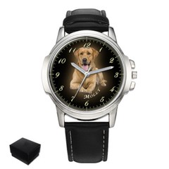 PERSONALISED CUSTOM MENS WRIST WATCH YOUR PHOTO PET BIRTHDAY BEST GIFT ENGRAVED