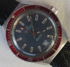 Mervos Diver Automatic Date mens wristwatch steel case screw cap