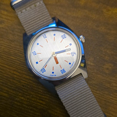Vitempora Phantom Manual Wind Watch Silver Dial 36mm SS Tan Nylon Strap