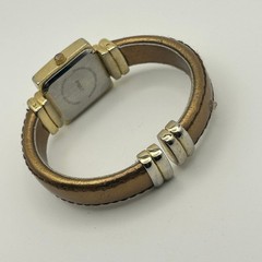 Vivani Gold-tone Square Dial Crystal Bezel Cuff Watch Working New Battery