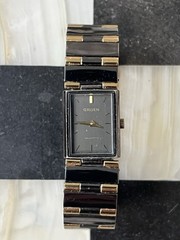 VTG Gruen Quartz 227-PUW910 Steel, Rectangular Tank Watch Stretch Band Gray Dial