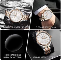 PENGAGAR Luxury Men’s Watches Waterproof Stainless Steel Luminous Men Watch Date