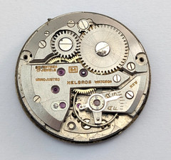 HELBROS Riveria 84 17j Mechanical Watch Movement Vintage Men’s 27mm PARTS REPAIR