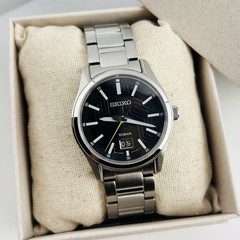 Seiko Essentials SUR535 Black Dial Stainless Steel Men’s Quartz Watch 39.5mm New