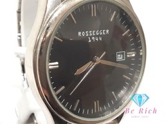 [A1R] Rossegger Men’s Watch Date ROS-2006 Black SS Bracelet Analog Quartz [z2p]