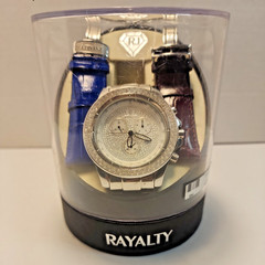 RAYALTY CHRONOGRAPH DIAMOND BEZEL WATCH WITH Extra BANDS