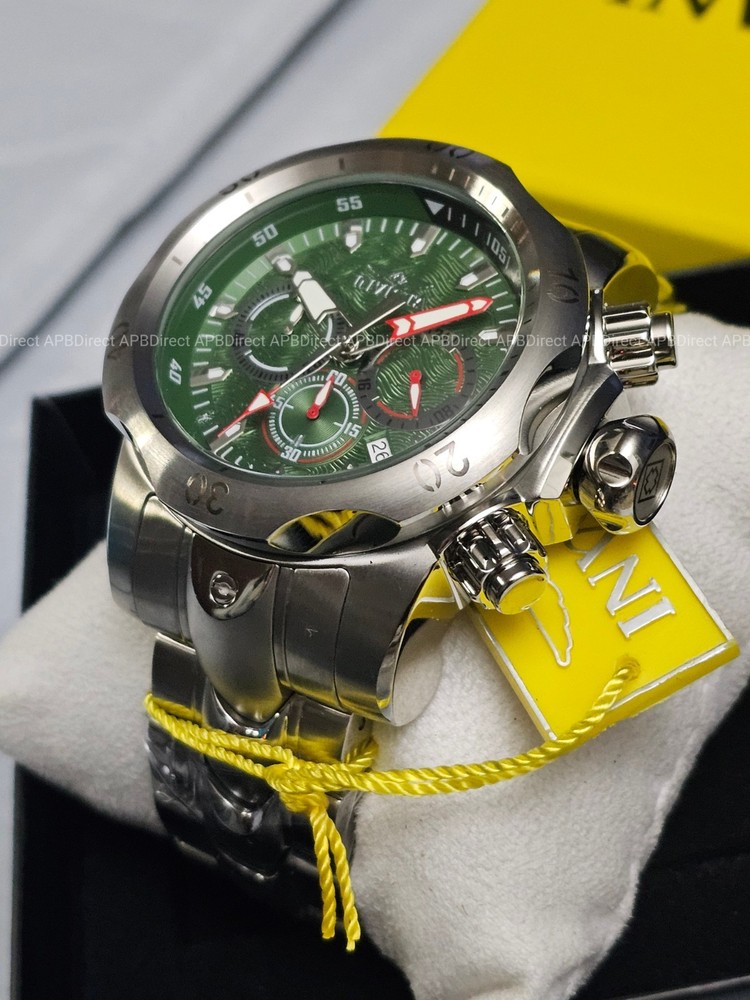 Invicta – VENOM – Chronograph – GREEN Dial 100m SS Bracelet mens watch