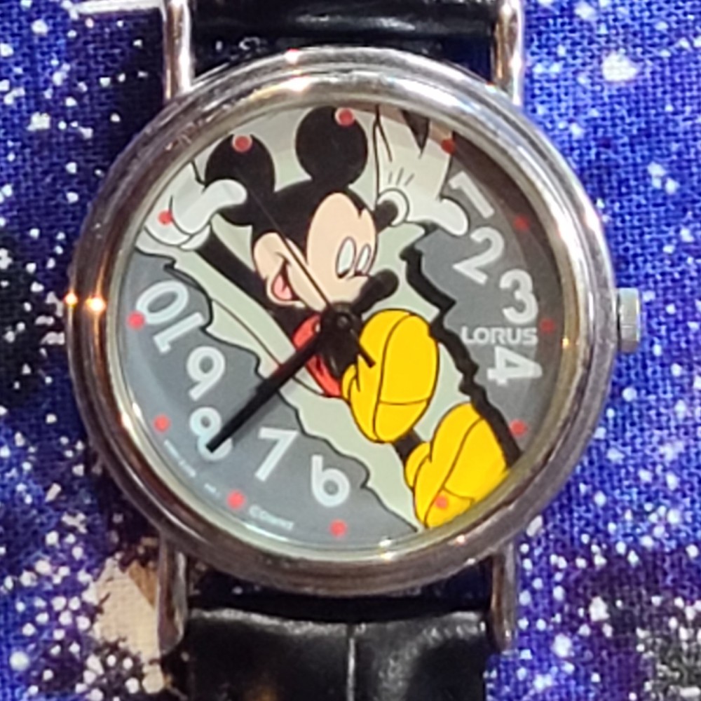 Vtg Lorus Disney Mickey Sliding Numbers Watch V501-6S70 Ready To Wear |See Video