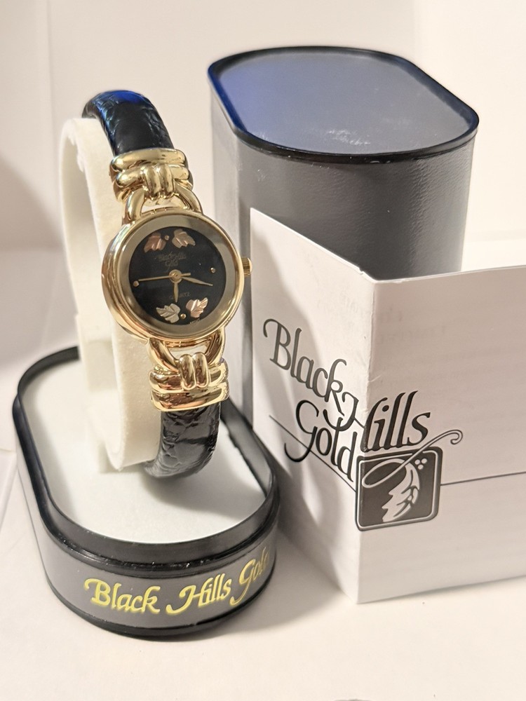Black Hills Gold 12K Ladies Cuff Watch NOS Box Papers Receipt Adjustable 5-8.5”