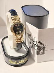 Black Hills Gold 12K Ladies Cuff Watch NOS Box Papers Receipt Adjustable 5-8.5”