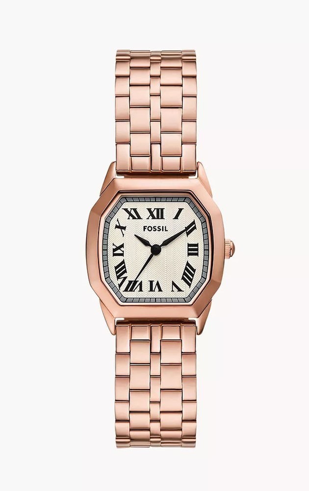 Fossil ES5386 Women’s Harlow Rose Gold Tone Stainless Steel 3-Hand Analog Watch