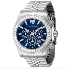 TechnoMarine Manta Ray Lux Mens 42mm 48 Crystals Blue Chrono Watch TM-222017