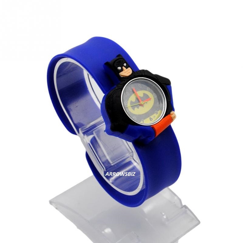 Kids 3D Batman Cartoon Novelty Watch Analog silicon slap strap UK Seller