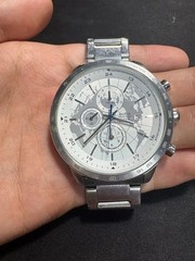 SEIKO ALBA Worldmap Chronograph Watch Silver Metal From Japan