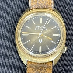 Rare Vintage Men’s 1976 BULOVA ACCUTRON G3592 N6 2180 Brown Dial Gold Case Watch