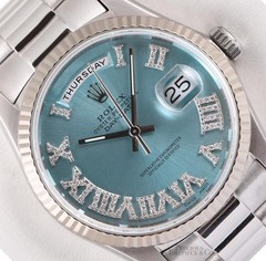 Rolex Day-Date 36mm President 18239 18k White Gold Ice Blue Diamond Roman Dial