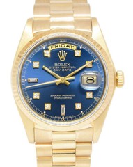 Rolex Day-Date President 18k Yellow Gold Blue Diamond Dial 36mm Watch ’79 18038