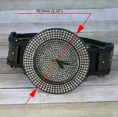 Men’s Gunmetal CZ Ice Crystals Dress Sport Black Silicone Band