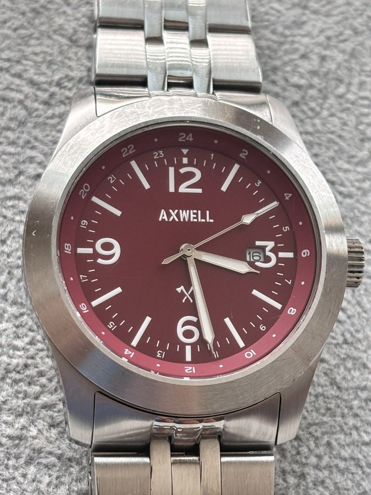 Axwell Marauder Bracelet Watch w/Date, Men’s Quartz Red/Burgundy dial