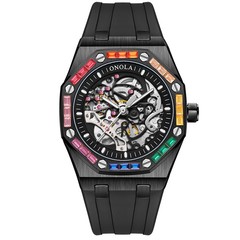 ONOLA Rainbow CZ Hollow Casual Waterproof Luminous Automatic Mechanical Watch