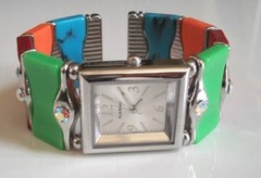 Women’s Turquoise, Green, Orange, Brown Color Bangle Cuff Fashion Casual Watch