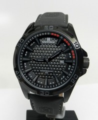 Men’s 45mm Navi Force Textured 3D Pyramid Black Date Dial 30 Meter Sport Watch