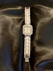 NOLAN MILLER WHITE AND WHITE SILVER-TONE CRYSTAL RHINESTONE WATCH