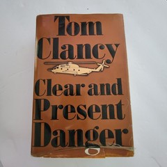 Tom Clancy Clear And Present Danger Vintage 1989 Hardcover Brown Dust Jacket