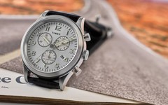 Timex Waterbury Traditional Mens Watch 42MM Case Chronograph Black Leather Strap