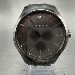 Armani Exchange Hampton Watch Men 46mm Black Dial Black Tone Round New Battery