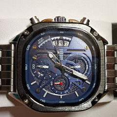 BIBI Luxury Watch Men’s Quartz Chronograph Date Blue Dial SS Bracelet w/ Box