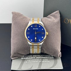 Bulova Classic Diamond Blue Dial Two-Tone Bracelet Men’s Quartz Watch 98D130