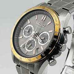 SEIKO Chronograph 8T63-00D0 Quartz Bezel Champagne Gold Black Dial 39.6mm
