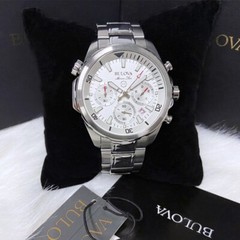 Men New Bulova Classic White Marine Star Stainless Steel 96B255 Watch (43MM)