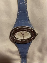 Ecclissi Watch 925 Sterling Silver 22940, Blue Leather Band, Large White Face