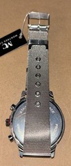 Montres Carlo Men’s Multi-Dial Analog Blue Sunburst Dial Silver Mesh Band Watch