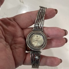 SILPADA RETIRED PEARL Western STERLING SILVER WATCH. New Battery, Safety Chain