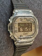 Casio G-Shock Transparent/Black Camouflage Watch DW-5600SKC 3229 Used good cond