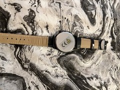 Geneva Quartz Analog Watch White Dial Black Leather Strap 40-43mm