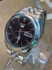 SEIKO 5 7S26-04L4 Automatic Men’s Watch Black Monogram Dial Day-Date