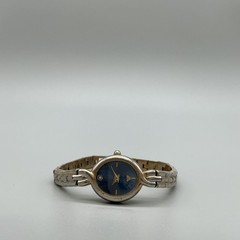 Vintage Jules Jurgensen Womens Watch 17mm Blue Dial Two Tone New Battery 6.5″