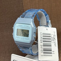 Casio F-91WS-2D Semi-Transparent Blue Digital Youth Digital Light Unisex Watch