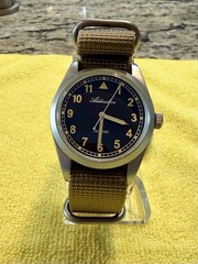 ADDIESDIVE 36mm VH31 Retro Pilot Field Watch AD2079- Black Dial, Tan NATO.